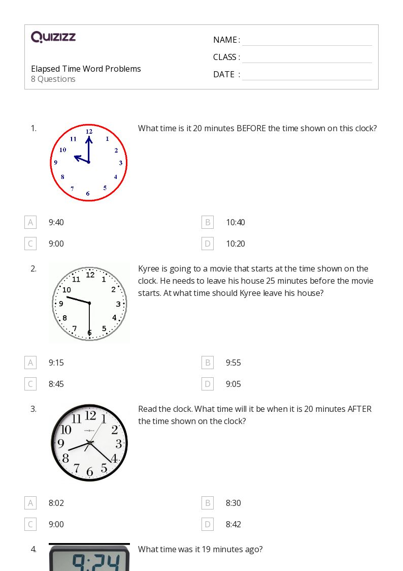 50+ Time Word Problems worksheets for 3rd Grade on Quizizz Free