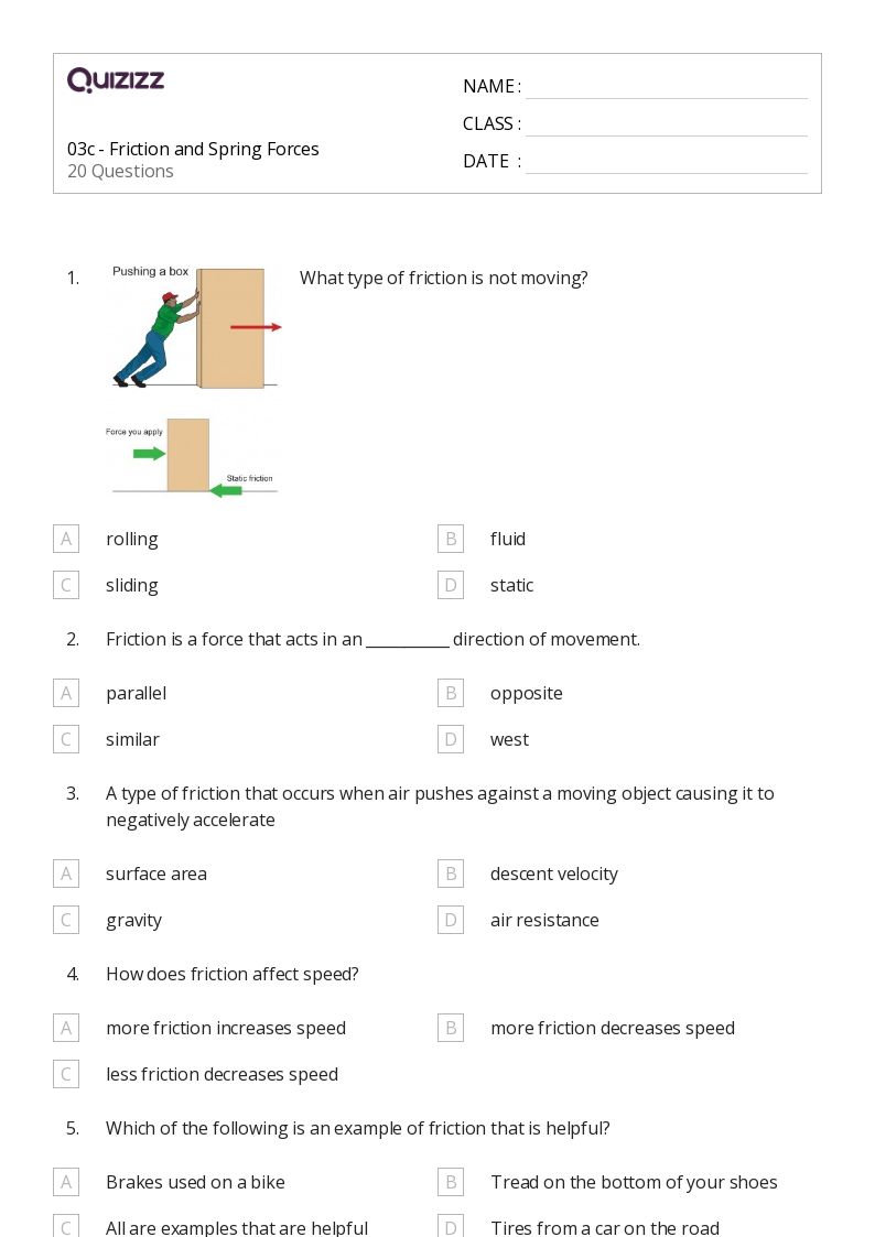 50+ spring potential energy and hookes law worksheets for 11th Grade on Quizizz Free & Printable