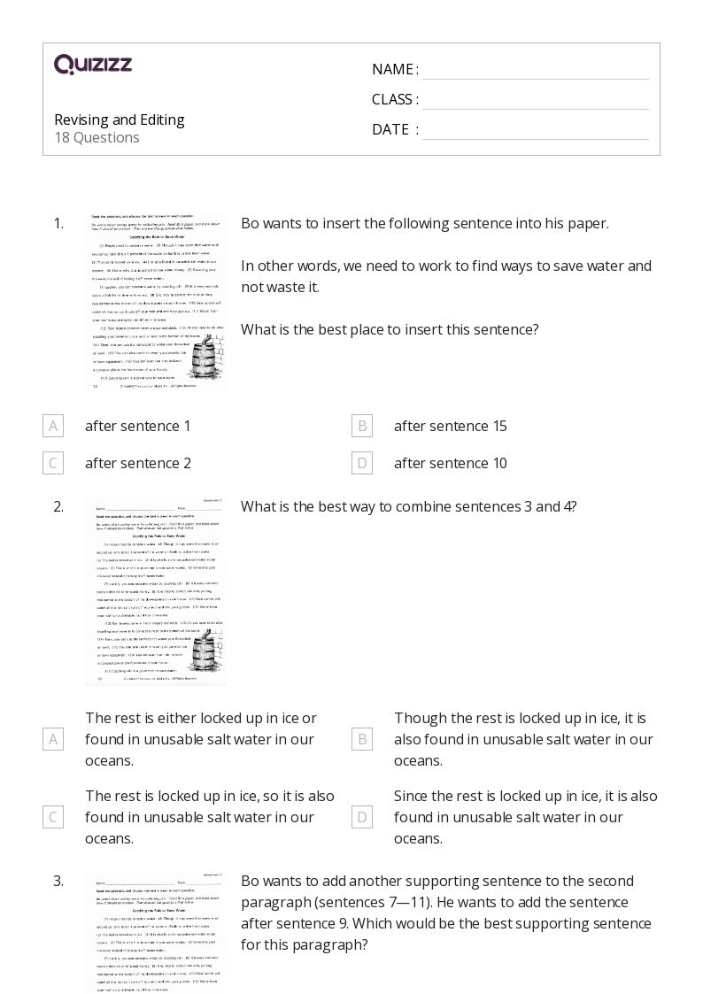 50+ Editing worksheets for 4th Grade on Quizizz Free & Printable