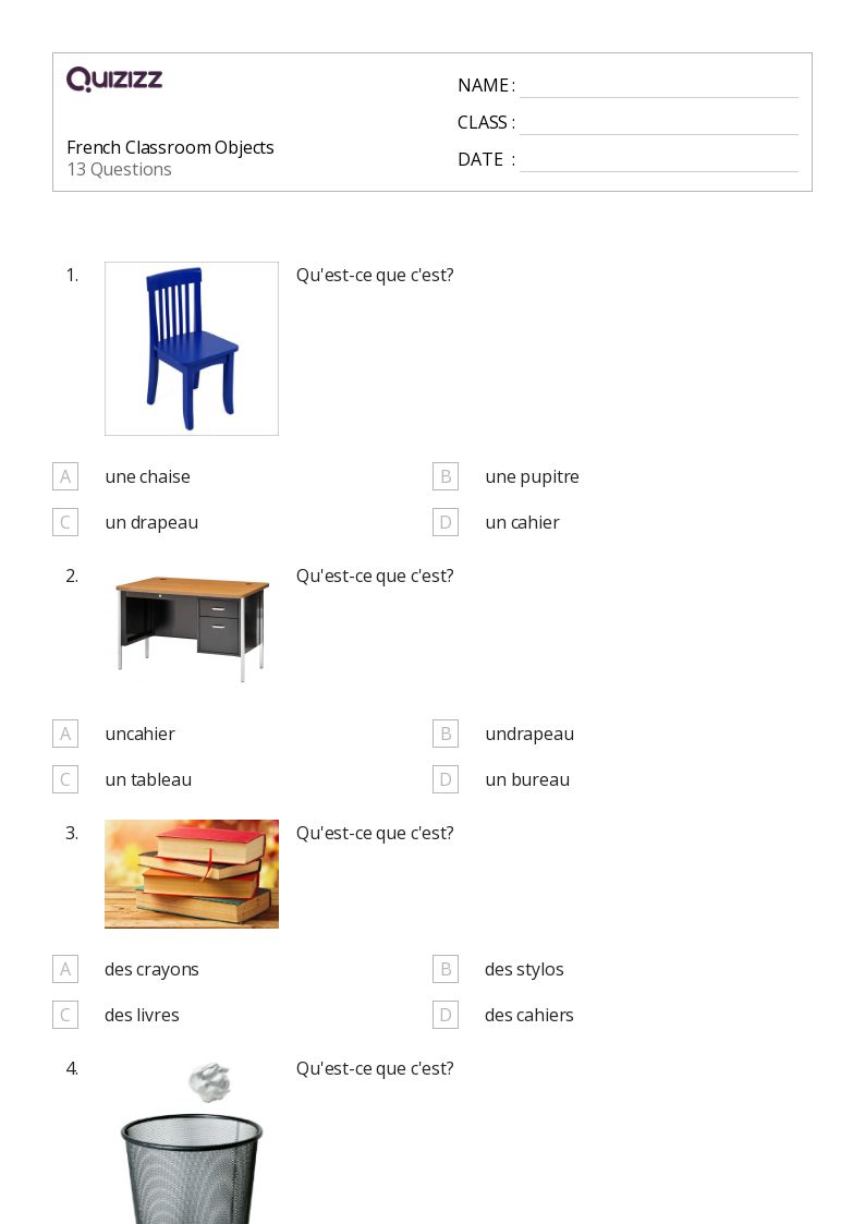 50+ French worksheets for 6th Grade on Quizizz Free & Printable