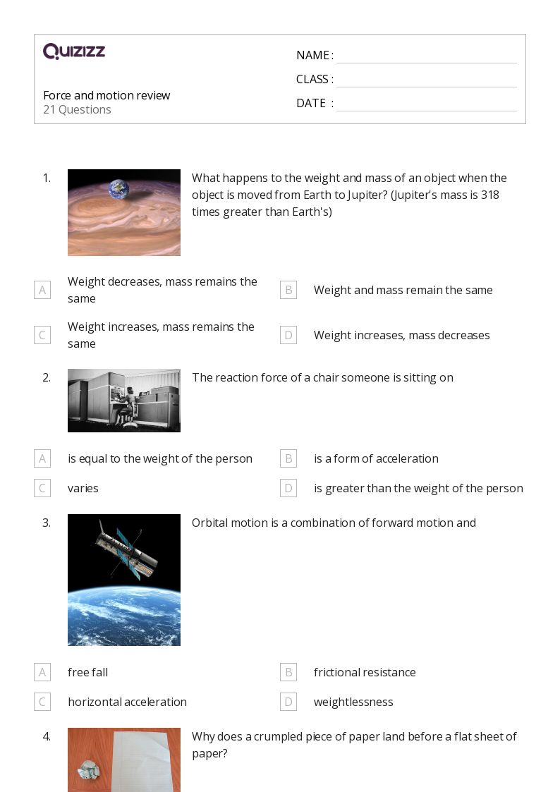 50+ centripetal force and gravitation worksheets for 9th Grade on Quizizz Free & Printable