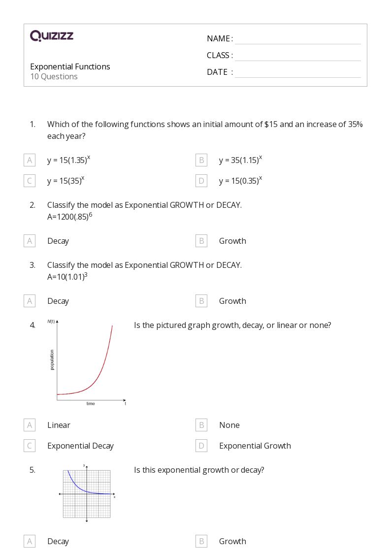 50+ derivatives of exponential functions worksheets for 12th Grade on Quizizz Free & Printable