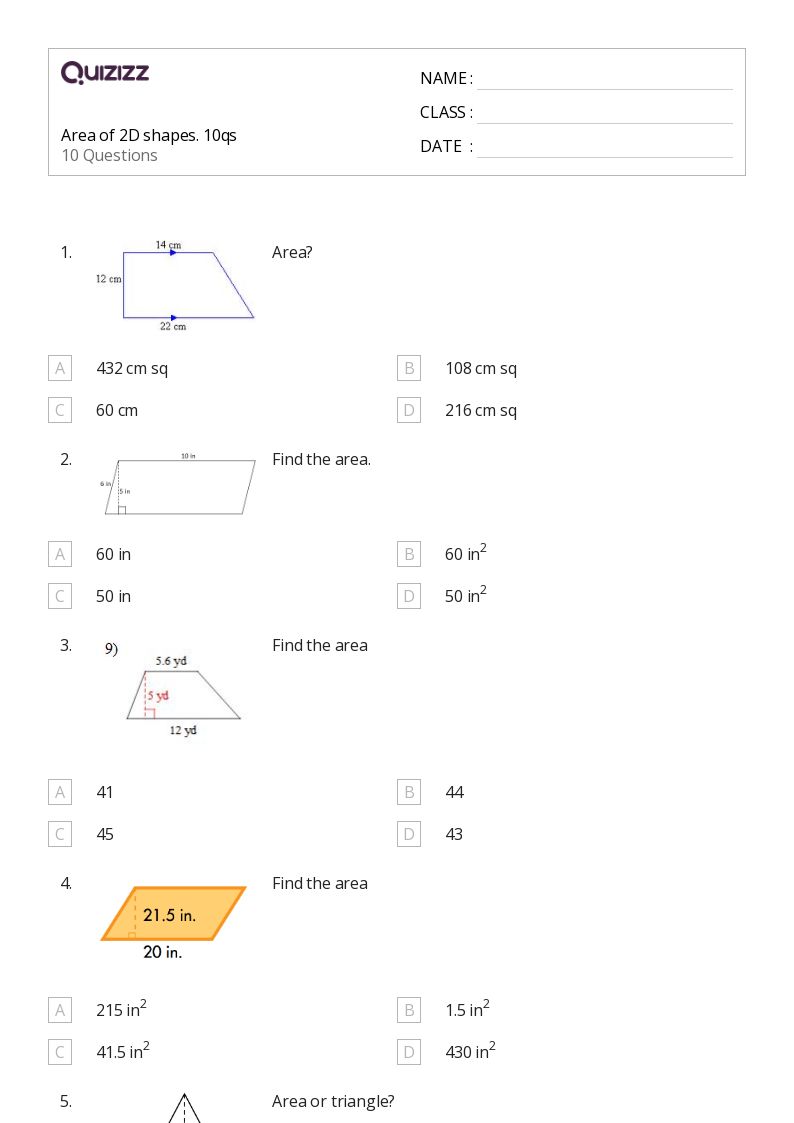 50+ 2D Shapes worksheets for Grade 6 on Quizizz | Free & Printable
