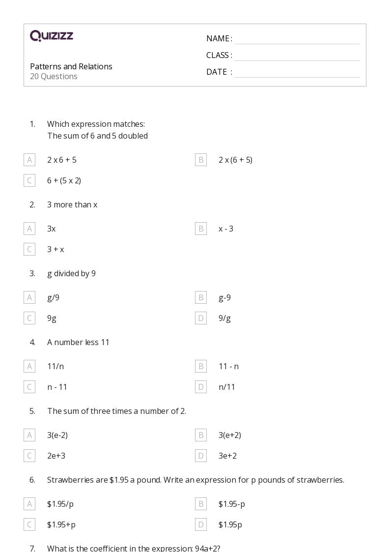 50+ Addition and Patterns of One More worksheets for 7th Year on