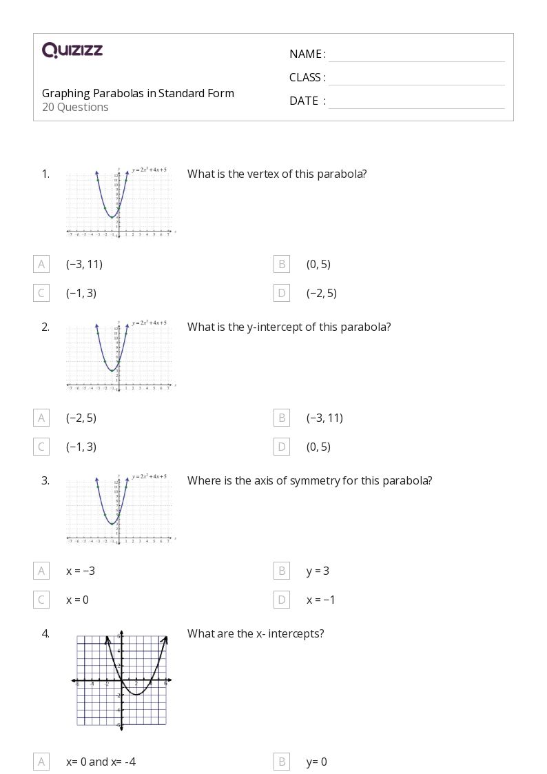 50+ graphing parabolas worksheets for 12th Grade on Quizizz Free & Printable
