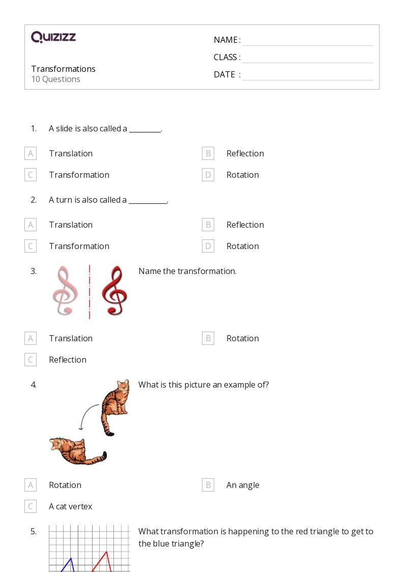 50+ Transformations worksheets on Quizizz Free & Printable