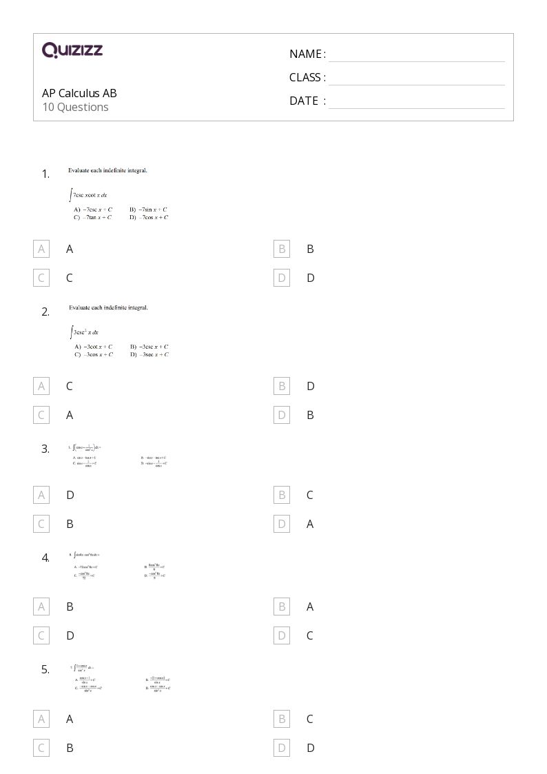 50+ calculus worksheets on Quizizz | Free & Printable