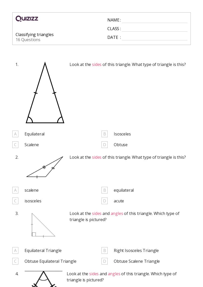 50+ Classifying Triangles worksheets on Quizizz Free & Printable