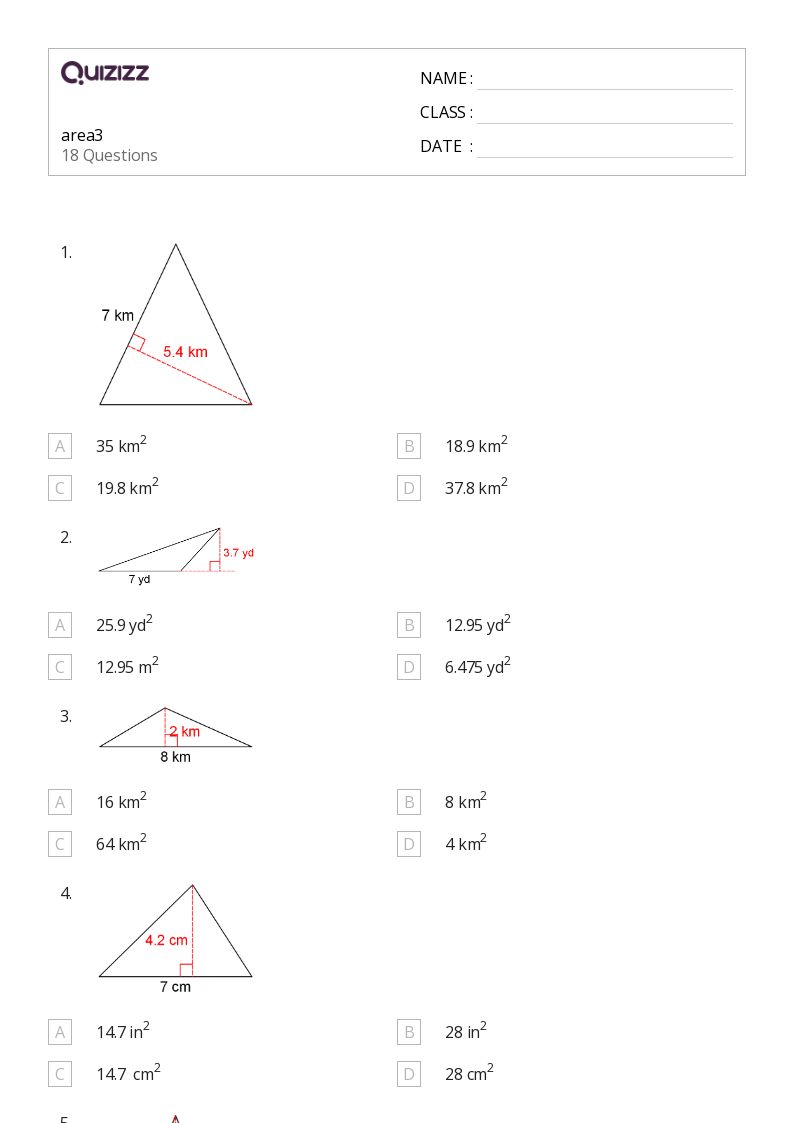50+ Area worksheets on Quizizz Free & Printable