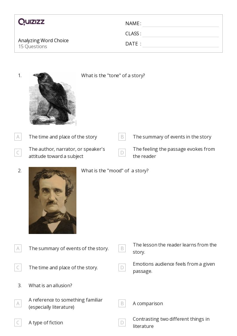 50+ Analyzing Word Choice worksheets for 8th Year on Quizizz Free & Printable