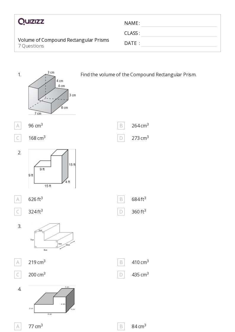 50+ Rectangular Prisms worksheets for 8th Class on Quizizz Free