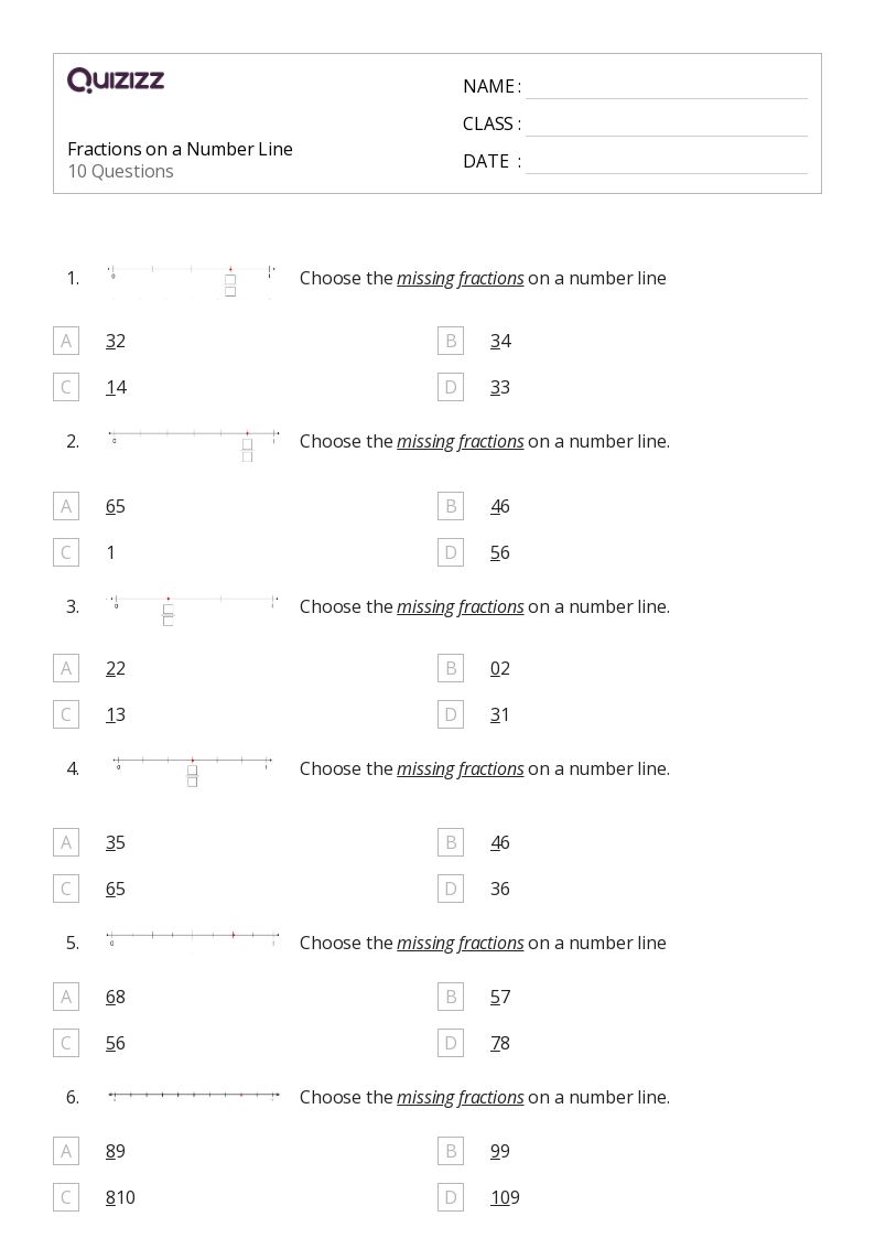 50+ Fractions on a Number Line worksheets for 3rd Grade on Quizizz Free & Printable