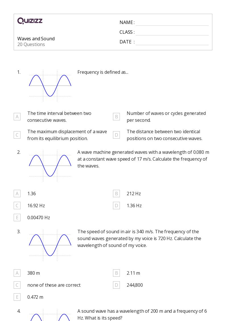 50+ oscillations and mechanical waves worksheets on Quizizz Free