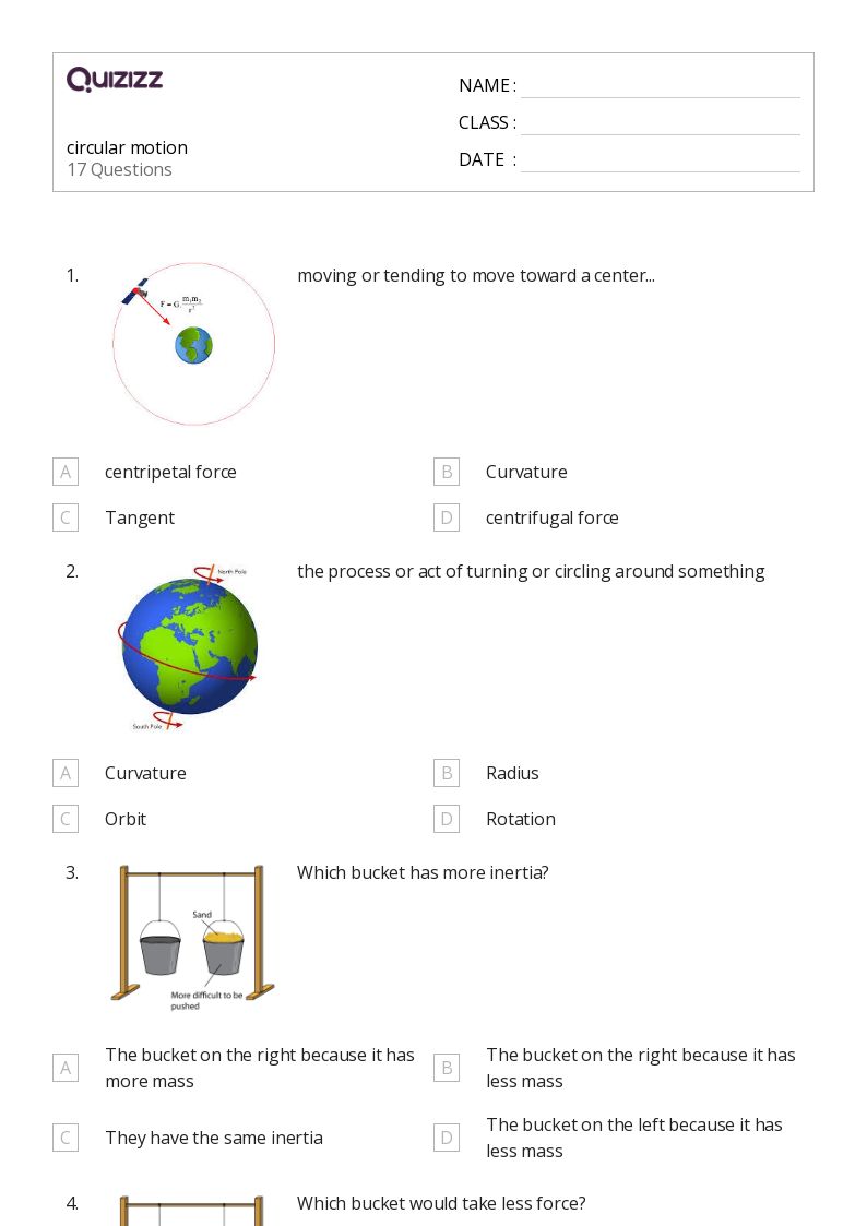 50+ centripetal acceleration worksheets for 10th Class on Quizizz Free & Printable