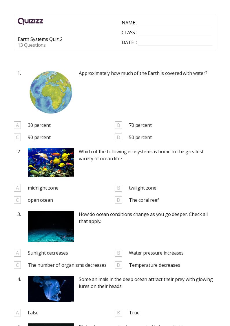 50+ Earth's Systems worksheets for 5th Grade on Quizizz | Free & Printable
