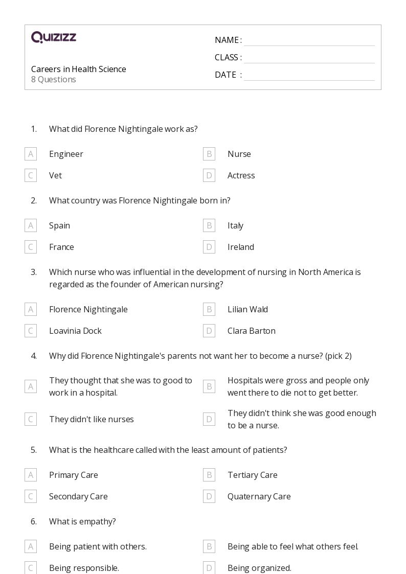50+ Health Science worksheets for 8th Grade on Quizizz | Free & Printable