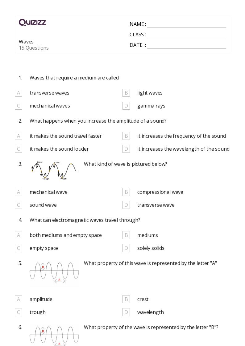 50+ Waves worksheets for 8th Class on Quizizz Free & Printable
