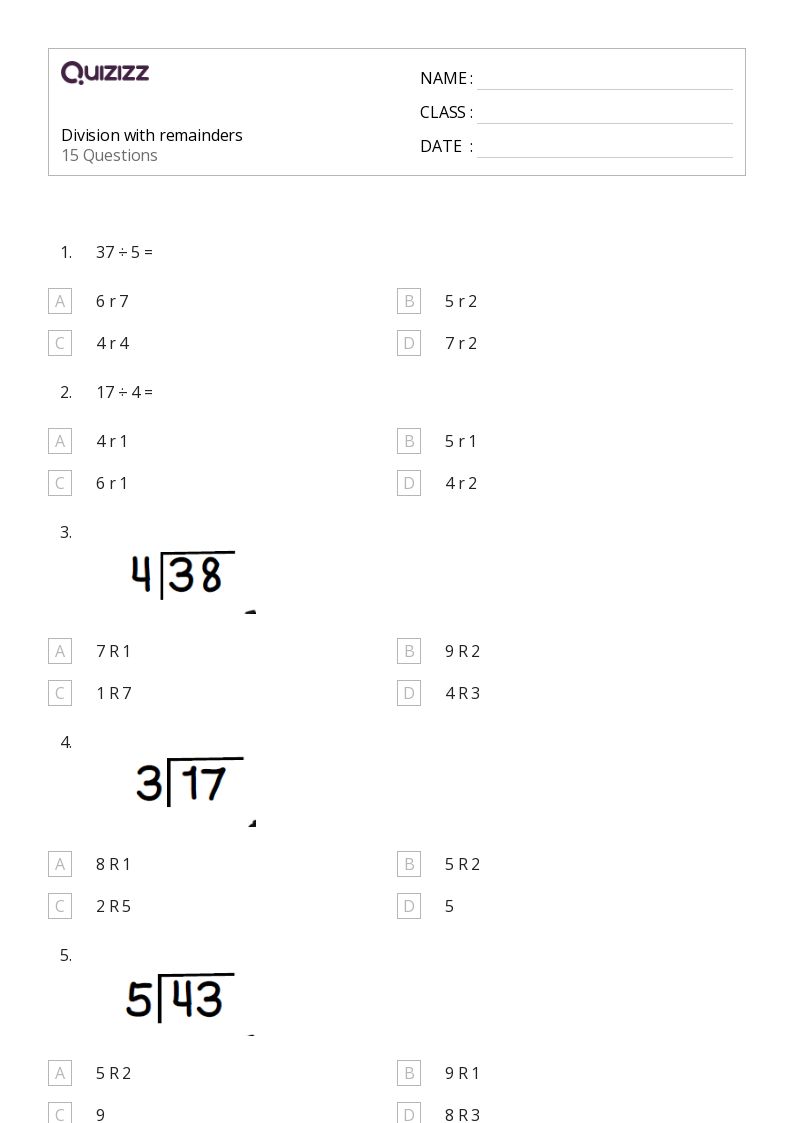 50+ Division without Remainders worksheets for 6th Grade on Quizizz