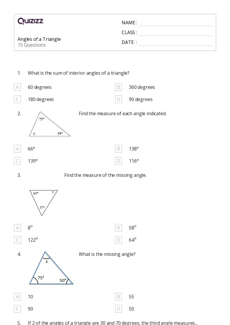 50+ Angles worksheets for 6th Grade on Quizizz Free & Printable