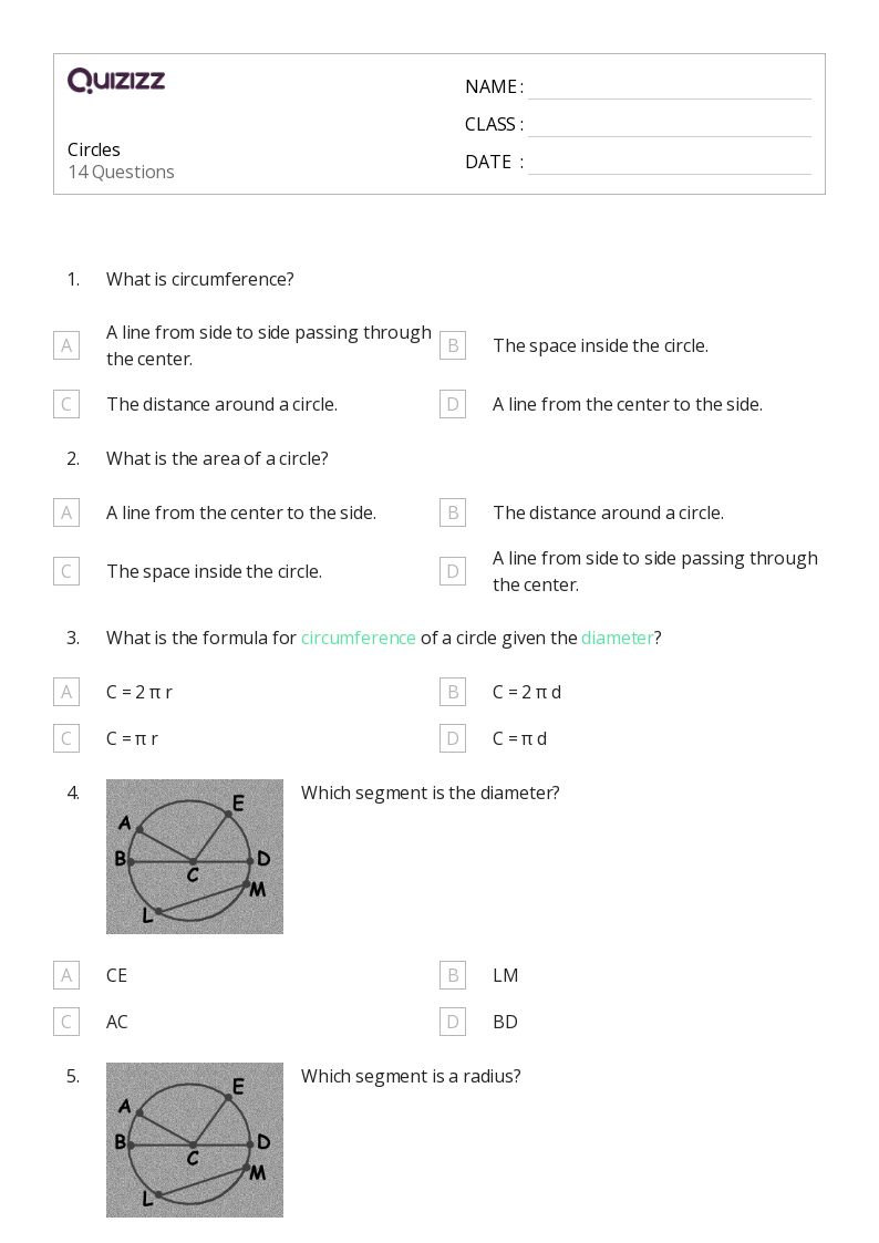 50+ Circles worksheets for 6th Class on Quizizz Free & Printable