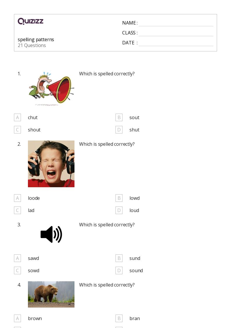 50+ Spelling Patterns worksheets for 4th Class on Quizizz | Free