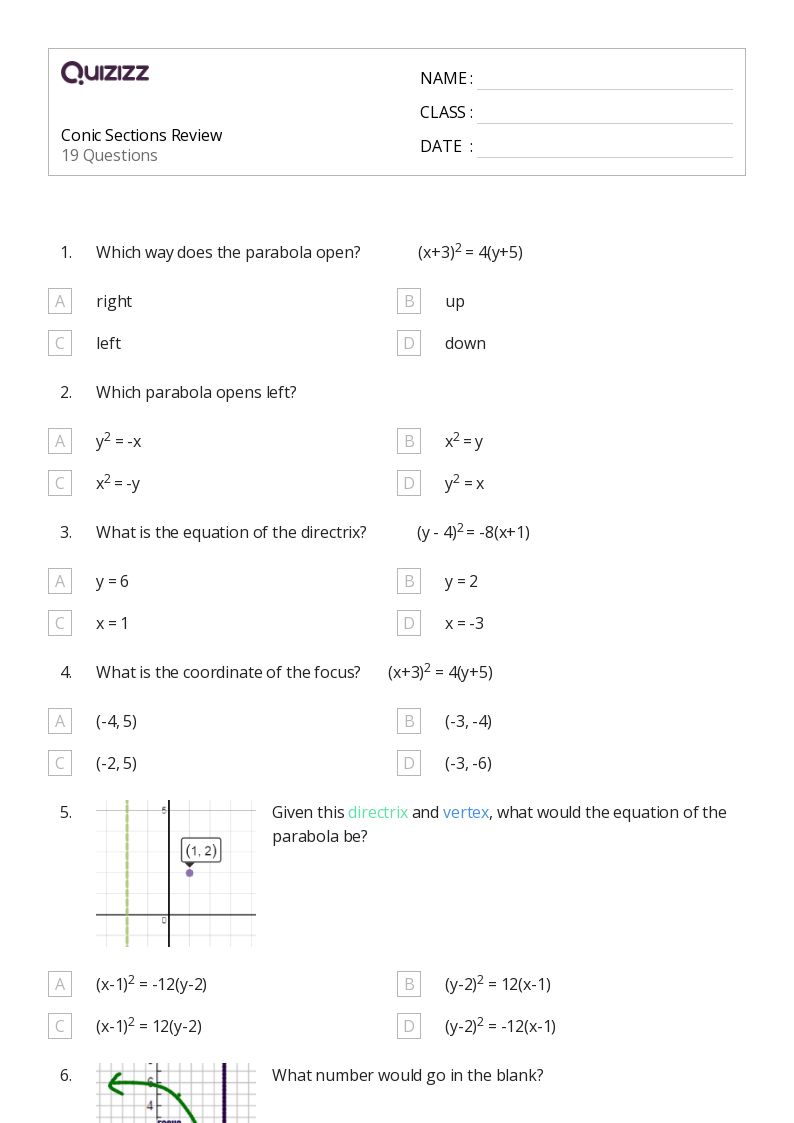 50+ Conic Sections worksheets on Quizizz Free & Printable