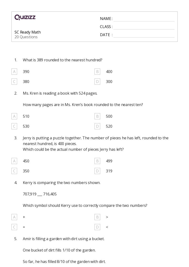 50+ Comparing Size worksheets for 4th Year on Quizizz Free & Printable