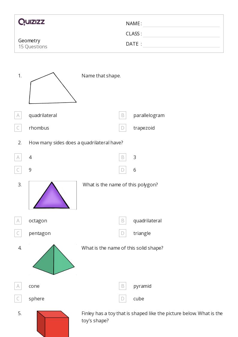 50+ Geometry worksheets for 1st Class on Quizizz Free & Printable