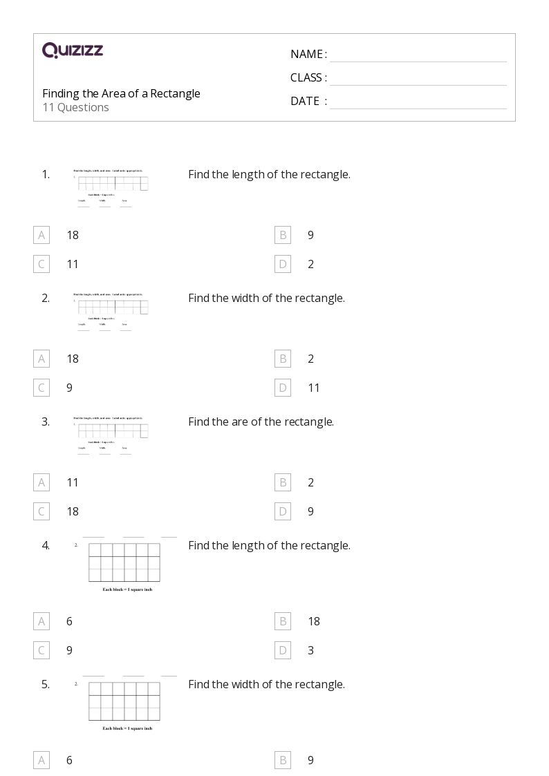 50+ Area of a Rectangle worksheets for 5th Class on Quizizz Free