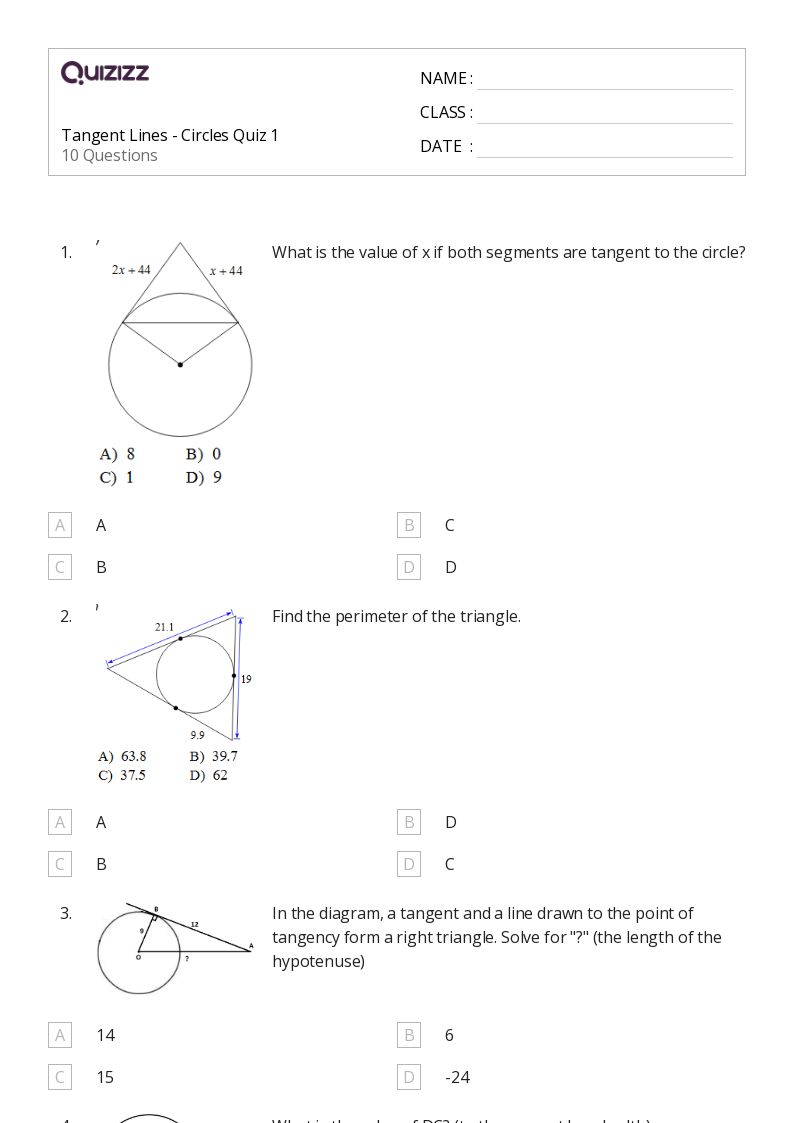 50+ tangent lines worksheets for 10th Class on Quizizz Free & Printable