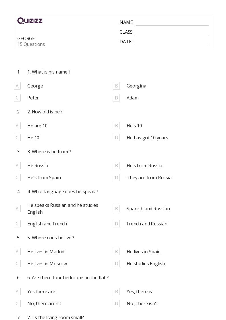 50+ Russian worksheets for 4th Year on Quizizz Free & Printable