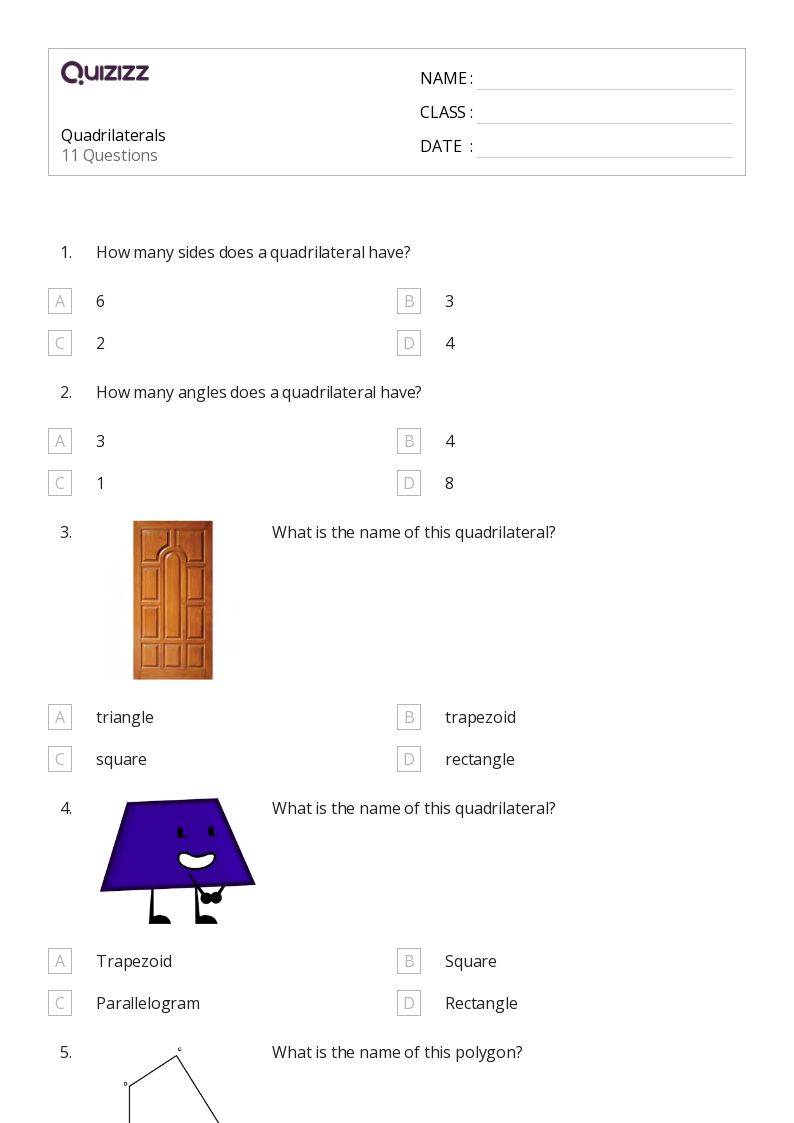 50+ Quadrilaterals worksheets for 2nd Class on Quizizz | Free & Printable