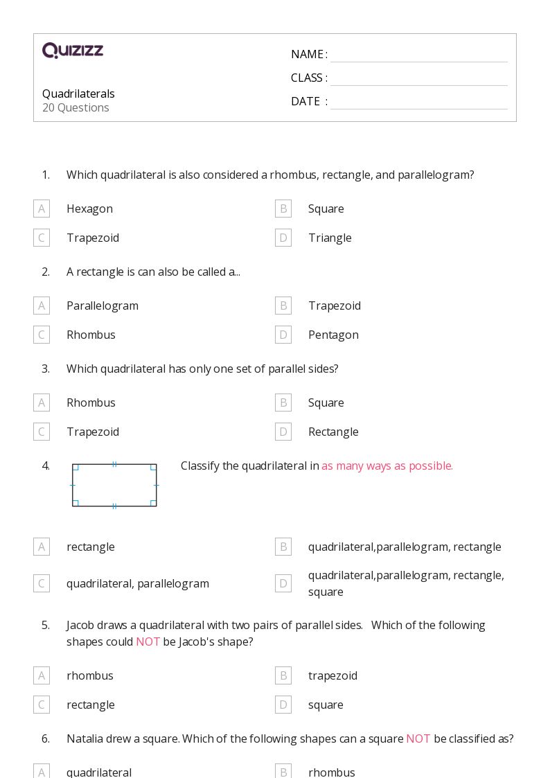 50+ Quadrilaterals worksheets on Quizizz | Free & Printable