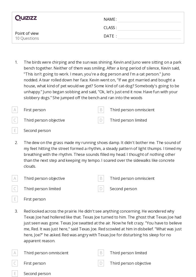50+ Analyzing Point of View worksheets on Quizizz Free & Printable