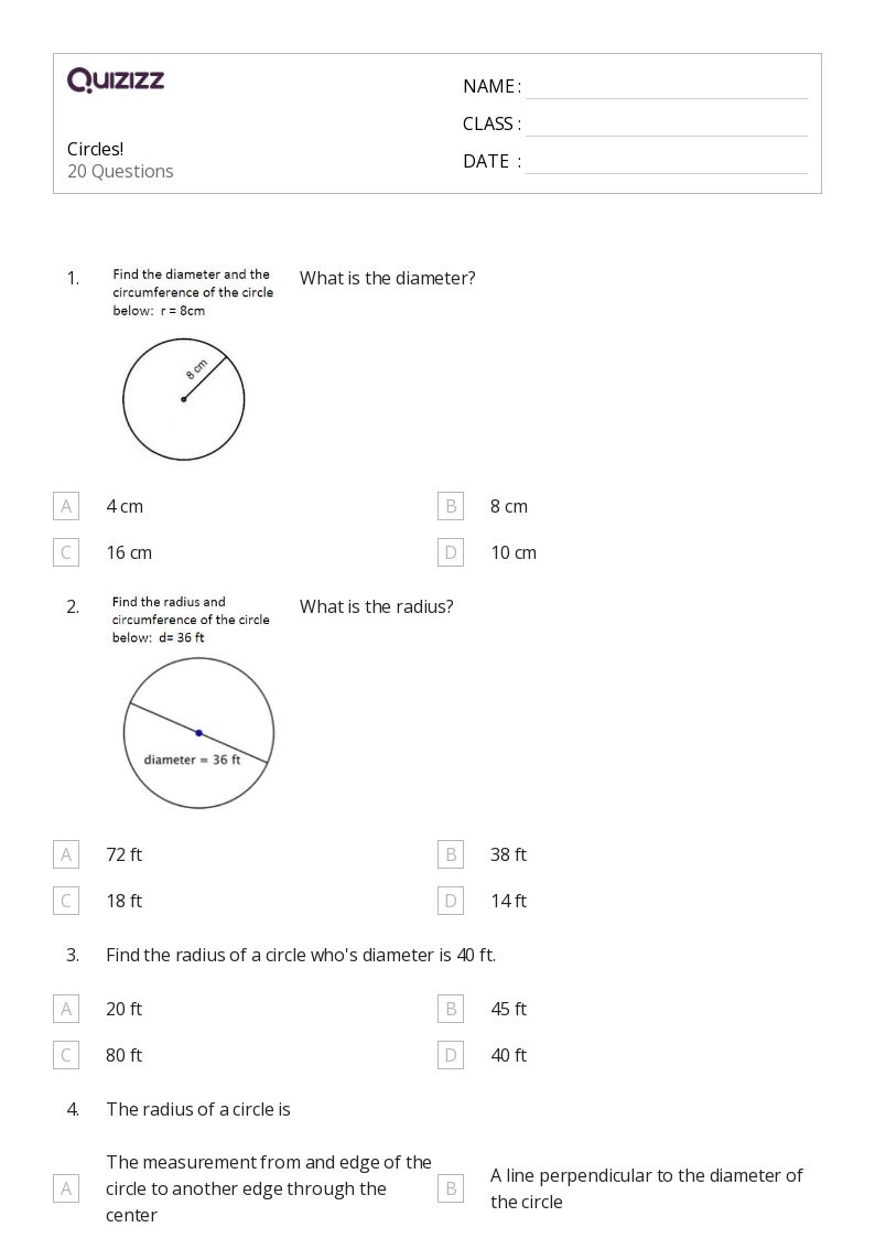 50+ Area and Circumference of a Circle worksheets for 5th Grade on