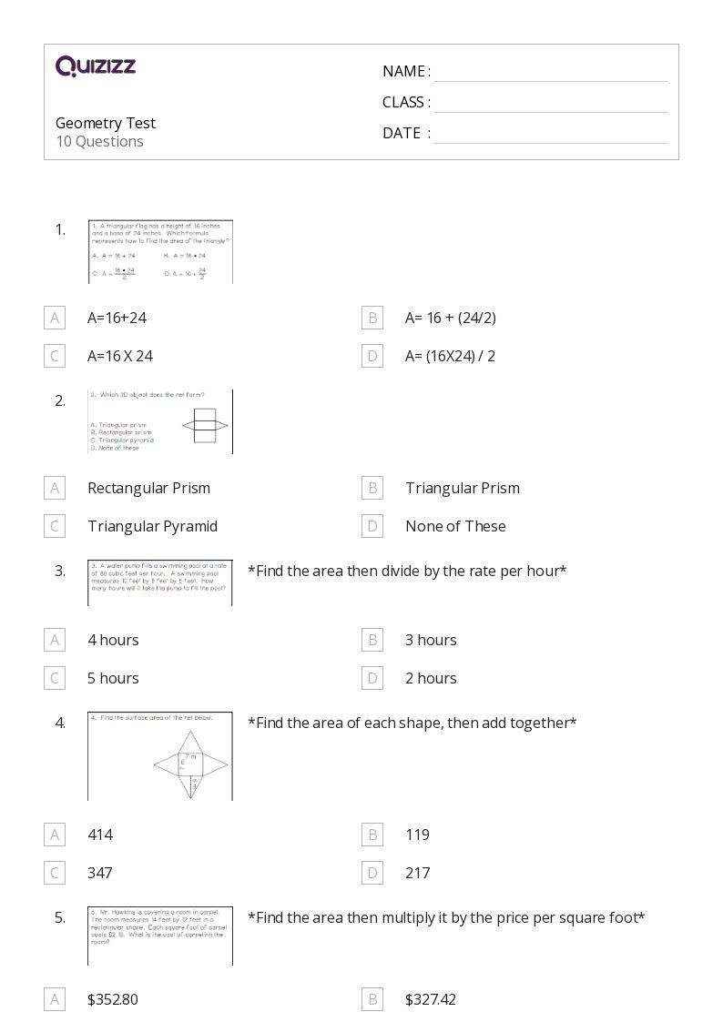50+ Geometry worksheets for 6th Class on Quizizz Free & Printable