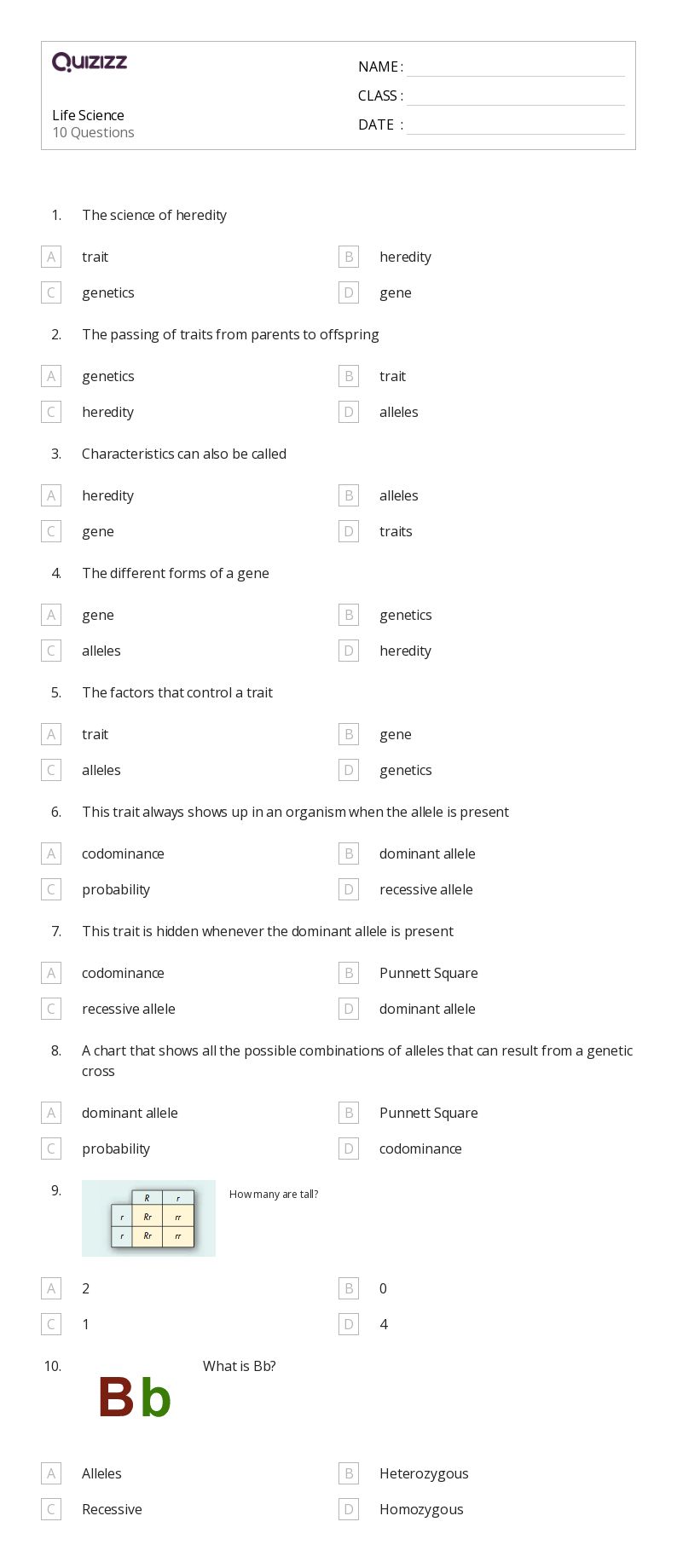 50+ Life Science worksheets for 8th Grade on Quizizz Free & Printable
