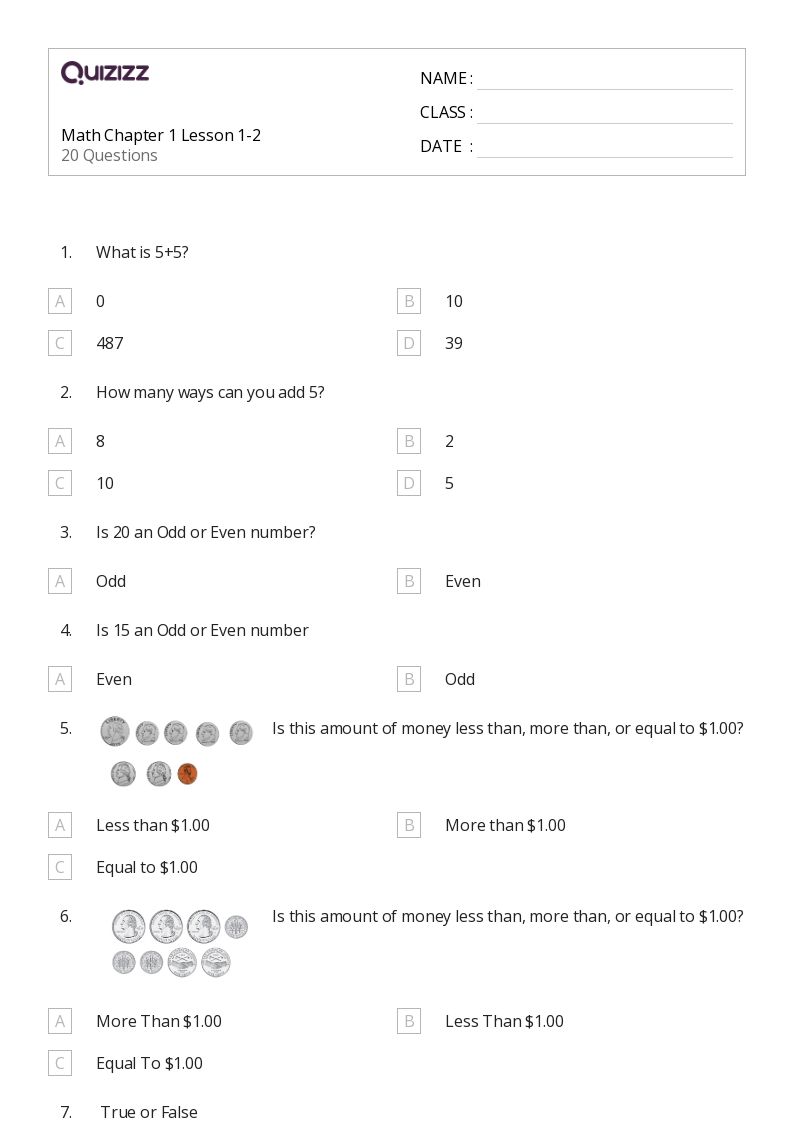 50+ Adding Money worksheets for Grade 1 on Quizizz Free & Printable