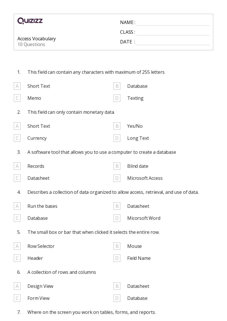 50+ Vocabulary worksheets for 10th Grade on Quizizz Free & Printable