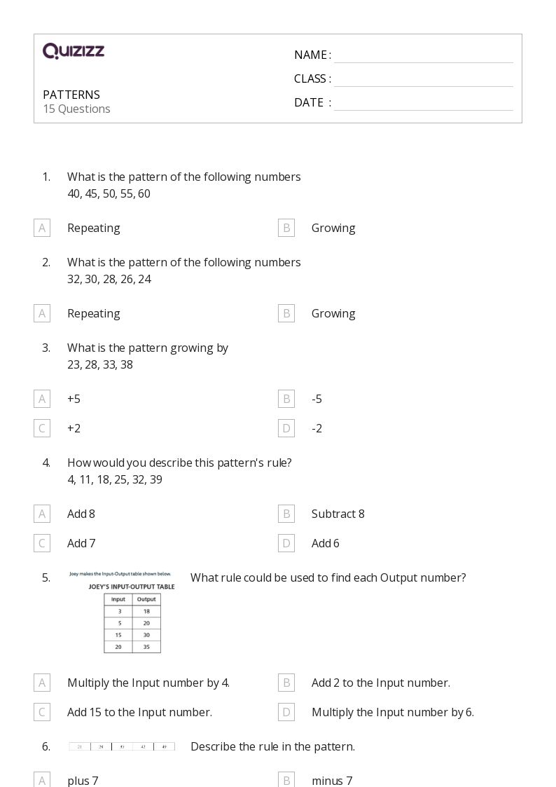 50+ Word Patterns worksheets for 8th Class on Quizizz Free & Printable