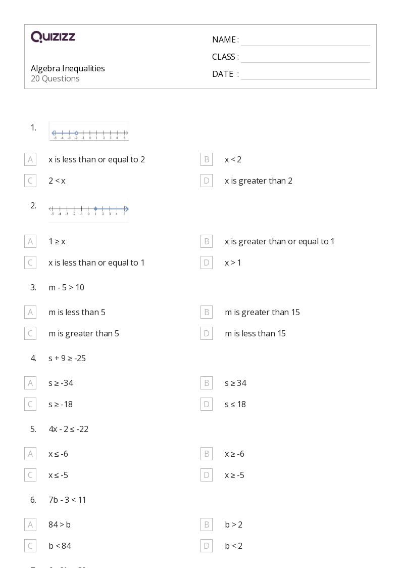 50+ Inequalities worksheets for 8th Grade on Quizizz Free & Printable