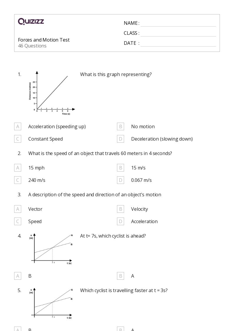 50+ Forces and Motion worksheets for 9th Year on Quizizz Free & Printable
