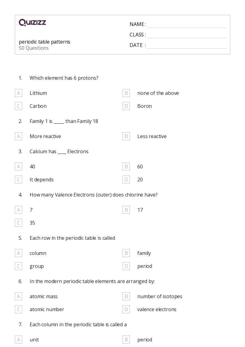 50+ Number Patterns worksheets for 7th Grade on Quizizz Free & Printable