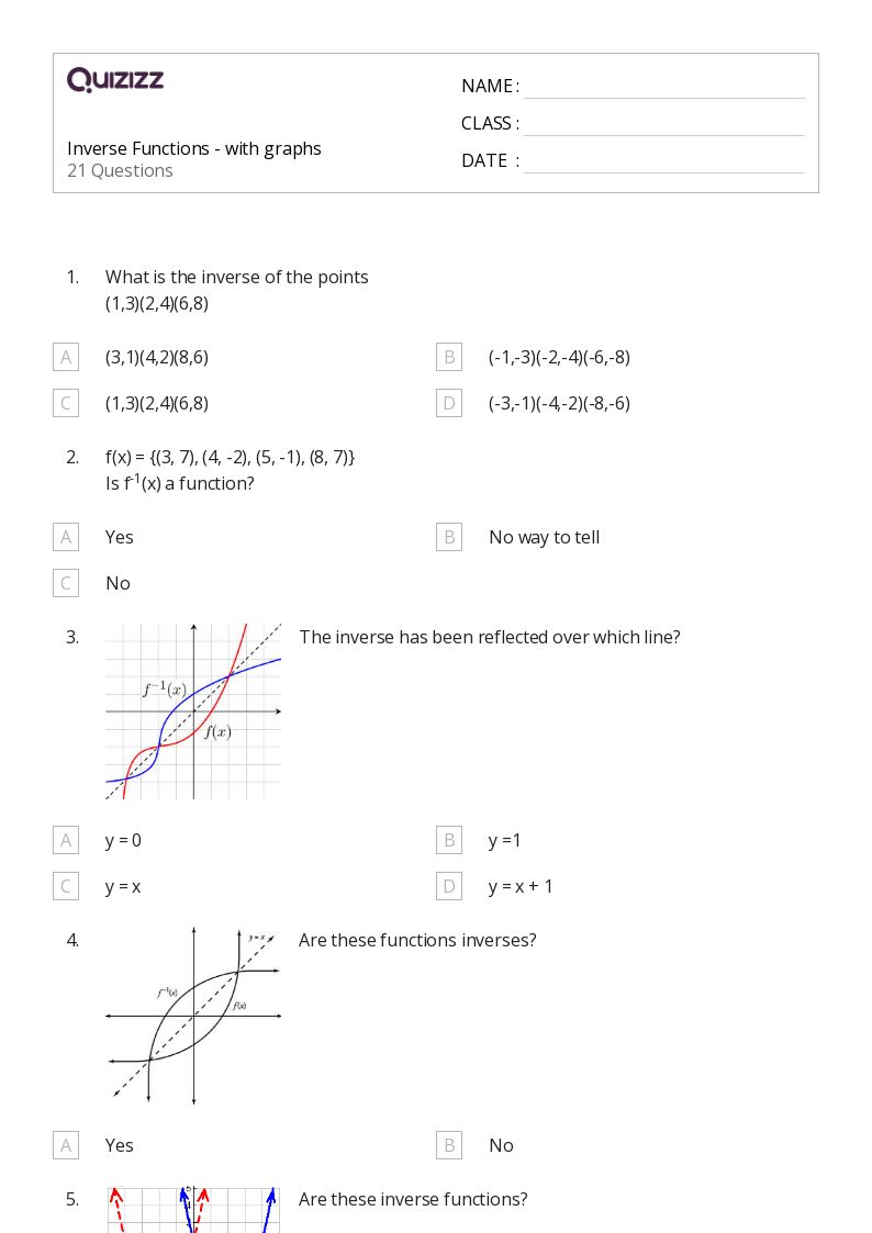 50+ Graphs & Functions worksheets for 12th Year on Quizizz | Free