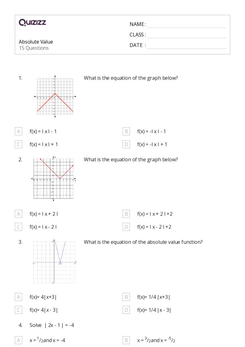 50+ absolute value worksheets for 11th Grade on Quizizz Free & Printable