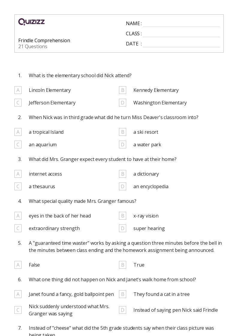 50+ Picture Comprehension worksheets for 5th Class on Quizizz Free
