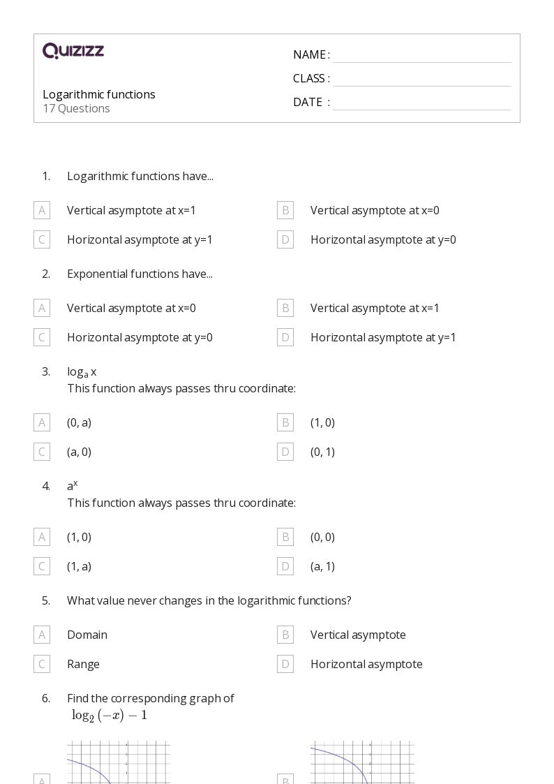 50+ derivatives of logarithmic functions worksheets for 11th Class on