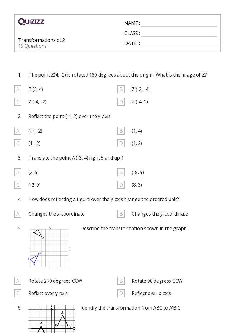 50+ Transformations worksheets on Quizizz Free & Printable