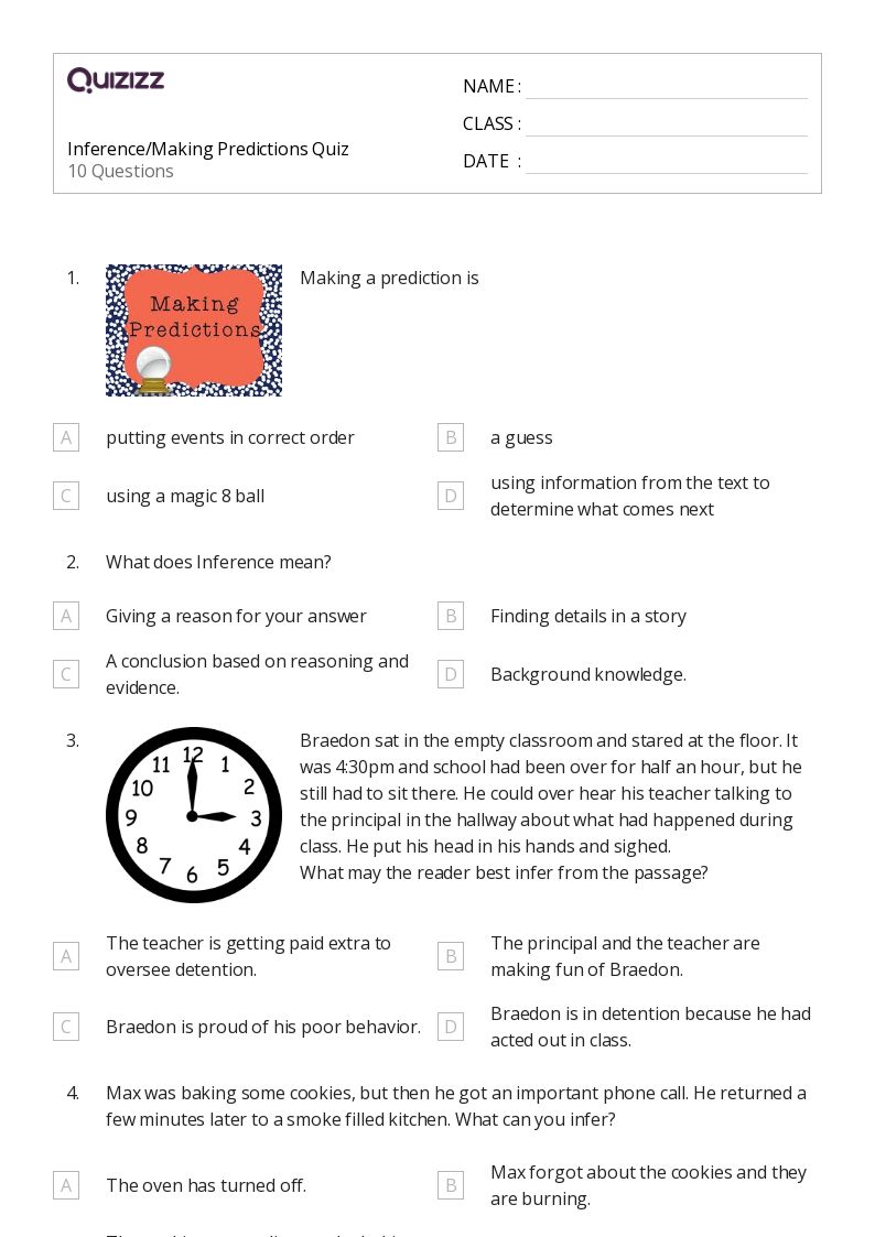 50+ Making Predictions worksheets on Quizizz Free & Printable