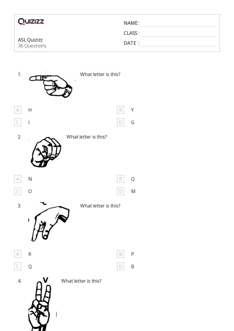 50+ American Sign Language worksheets for 7th Grade on Quizizz Free & Printable
